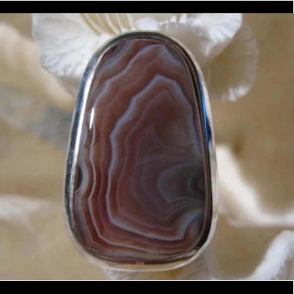 Sterling Silver Red Agate Ring Adjustable Cute St… - image 1